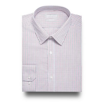 White grid print slim fit shirt